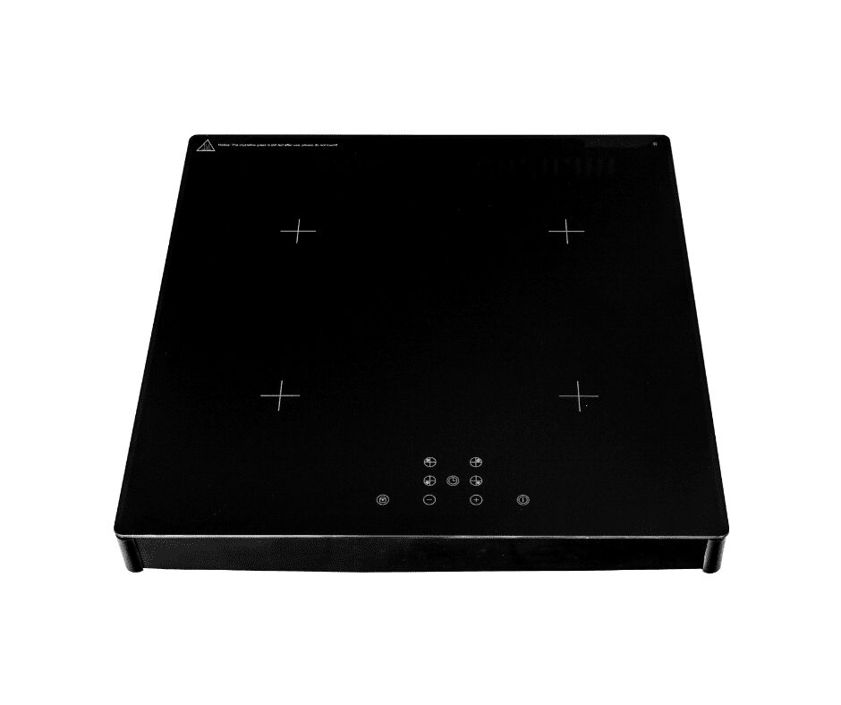 Een zwarte Vrijstaande inductiekookplaat FKI55-2 op een witte achtergrond is perfect voor keuken kantoor of keuken huren in Nijkerk.