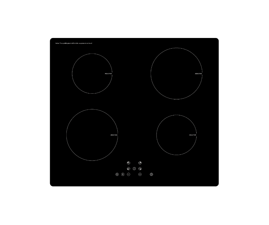 Een zwarte Inbouw inductiekookplaat EKI601-2 met vier branders op een witte achtergrond is perfect voor uw keukenkantoor.