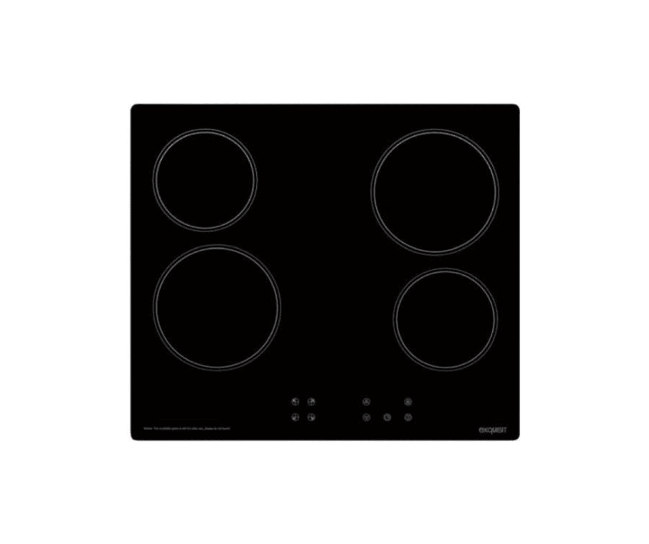 Een zwarte Inbouw keramische kookplaat EKC601-2.2 op een witte achtergrond in een keuken.