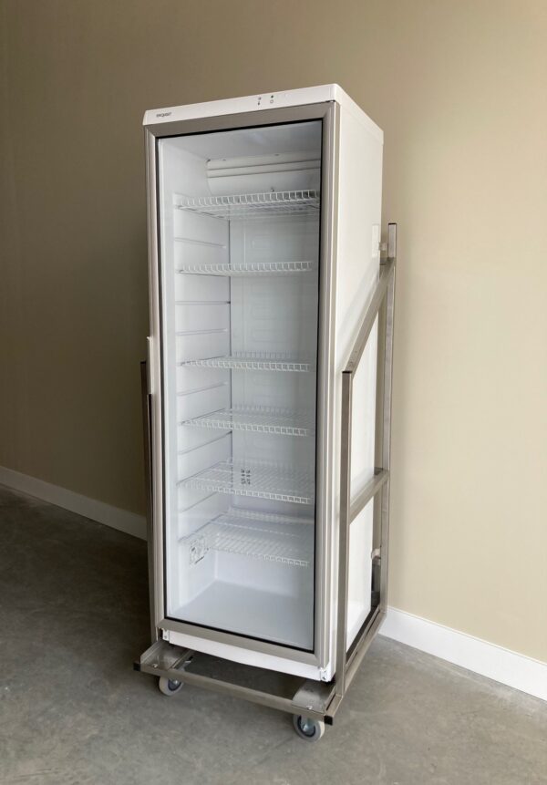 Ruime glasdeur koelkast 350 liter inclusief RVS rolcontainer | Lease mogelijk Kitchen at Work