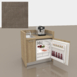 Een kleine keuken met een Compacte bijkeuken keuken met koelkast en spoelbak 100 cm breed | KaW-159 en koffiezetapparaat.